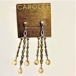 CAROLEE Rose Gold Light Pink Chandelier Crystal Earrings - NWT